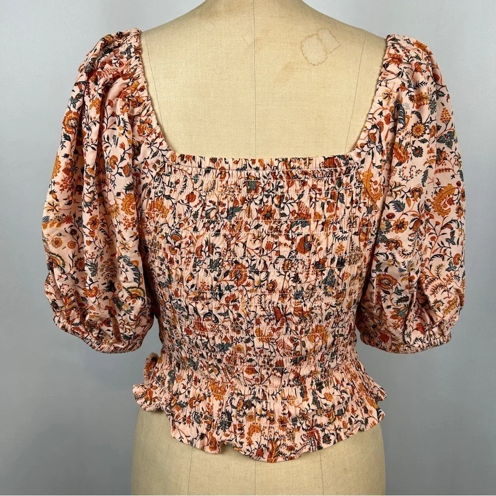 New Old Navy Floral Paisley Puff Sleeve Blouse Top Size XS Petite
